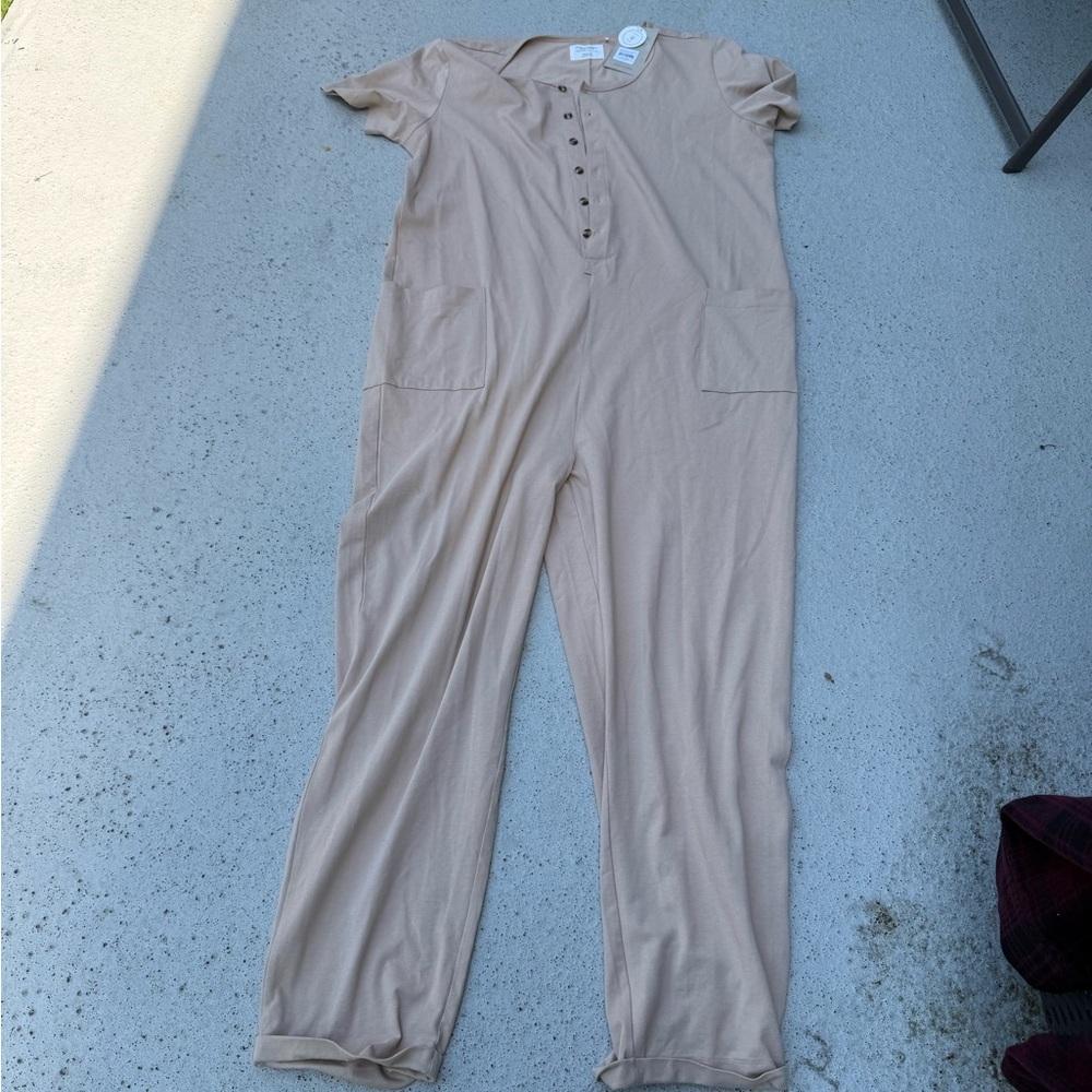 Petit Lem Beige Short Sleeve Jumpsuit